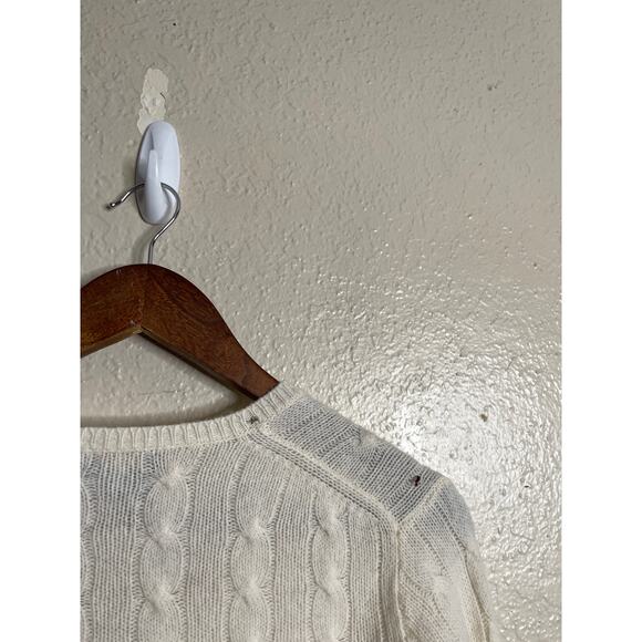 Polo Ralph Lauren Wool Cashmere Cable Knit Sweater Cream Womans Small (FLAWED) - Picture 5 of 10